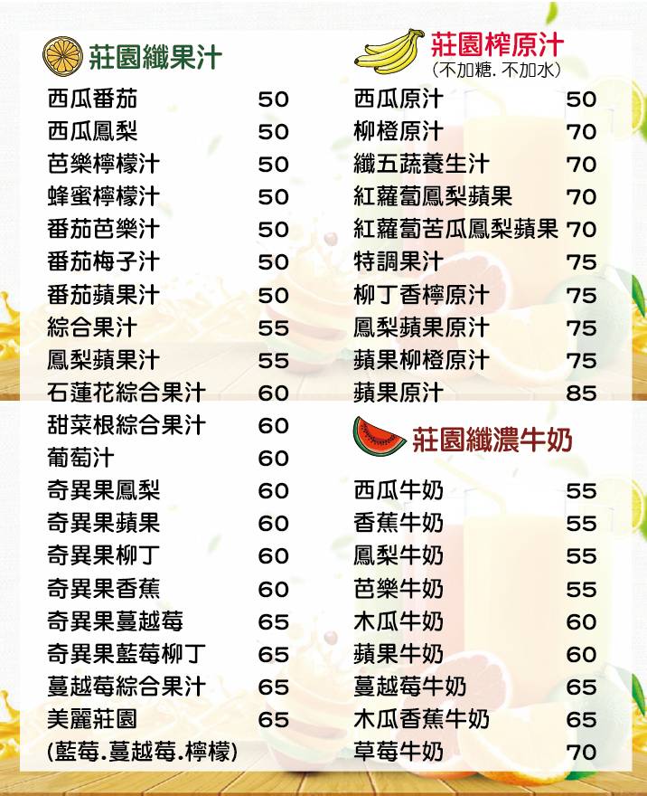 價目表